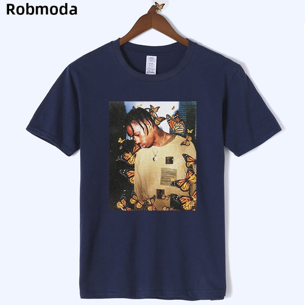 2019 Travis Scott Butterfly T shirt Effect Rap Music Album Cover icon print Men's Astroworld Face material top T-shirt s-3xl